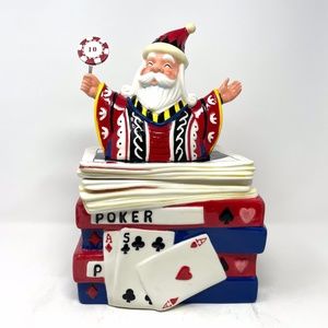 Vintage Santa Popping Out of Poker Box Cookie Jar Super Kitsch!!! Extremely Rare